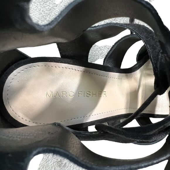 Marc Fisher Paradox Suede Block Heel Lace Up Sandals in Black Women's Size 7.50 - Picture 7 of 11